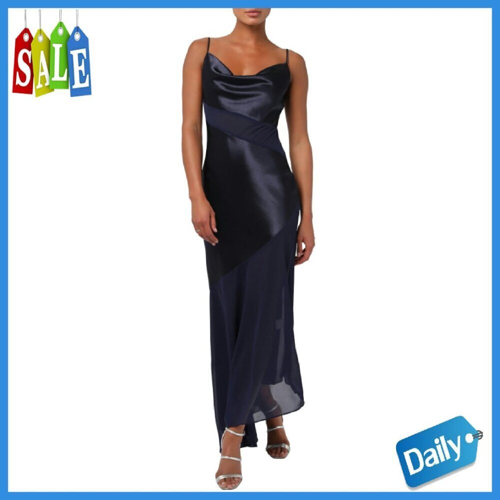 Satin Maxi Dress with Cowl Neck, Adjustable Straps, Formal Wear